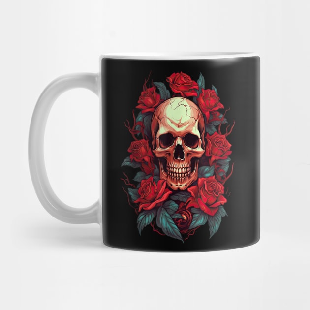 Rose Skeleton - Skull Hand Red - Flower rose by The Full Moon Shop